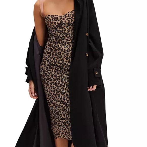 Free People Printed Got Glam Leopard Print Mesh Sleeveless Slip Midi Dress - Picture 4 of 4